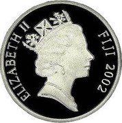 Fiji 10 Dollars Sperm Whale 2002 Proof KM# 101 ELIZABETH II FIJI 2002 coin obverse Fiji 10 Dollars Sperm Whale 2002 Proof KM# 101 ELIZABETH II FIJI 2002 coin obverse