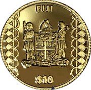 Fiji 10 Dollars Coat of Arms 2002 Proof KM# 94 $10 FIJI coin reverse Fiji 10 Dollars Coat of Arms 2002 Proof KM# 94 $10 FIJI coin reverse