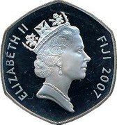Fiji Ten Dollars Queen Elizabeth II 60th Wedding Anniversary 2007 Proof KM# 330 ELIZABETH II FIJI 2007 coin obverse Fiji Ten Dollars Queen Elizabeth II 60th Wedding Anniversary 2007 Proof KM# 330 ELIZABETH II FIJI 2007 coin obverse