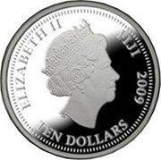 Fiji Ten Dollars Barack Obama 2009 Proof KM# 125 ELIZABETH II FIJI 2009 IRB TEN DOLLARS coin obverse
