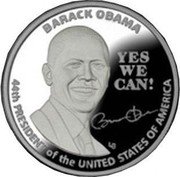 Fiji Ten Dollars Barack Obama 2009 Proof KM# 125 BARACK OBAMA YES WE CAN! 44TH PRESIDENT OF THE UNITED STATES OF AMERICA coin reverse