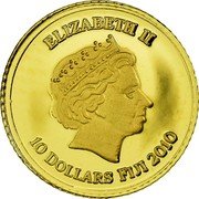 Fiji 10 Dollars Memnon 2010 Proof KM# 423 ELIZABETH II 10 DOLLARS FIJI 2010 coin obverse Fiji 10 Dollars Memnon 2010 Proof KM# 423 ELIZABETH II 10 DOLLARS FIJI 2010 coin obverse