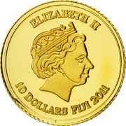 Fiji 10 Dollars Mesa 2011 Proof KM# 303 ELIZABETH II 10 DOLLARS FIJI 2011 coin obverse Fiji 10 Dollars Mesa 2011 Proof KM# 303 ELIZABETH II 10 DOLLARS FIJI 2011 coin obverse