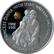 Fiji 10 Dollars Lady Diana with Sons 2011 Proof KM# 249 10 DOLLARS PRINCESS DIANA WITH SONS WILLIAM AND HARRY 1961 2011 coin reverse Fiji 10 Dollars Lady Diana with Sons 2011 Proof KM# 249 10 DOLLARS PRINCESS DIANA WITH SONS WILLIAM AND HARRY 1961 2011 coin reverse