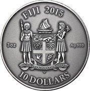 Fiji 10 Dollars Kalachakra 2015 KM# 522 FIJI 2015 3 OZ AG 999 REREVAKA NA KALOU KA DOKA NA TUI 10 DOLLARS coin obverse Fiji 10 Dollars Kalachakra 2015 KM# 522 FIJI 2015 3 OZ AG 999 REREVAKA NA KALOU KA DOKA NA TUI 10 DOLLARS coin obverse