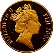 Fiji 10 Dollars 500th Anniversary of the Death of Christopher Columbus 2006 Proof KM# 111 ELIZABETH II FIJI 2006 coin obverse