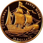 Fiji 10 Dollars 500th Anniversary of the Death of Christopher Columbus 2006 Proof KM# 111 COLUMBUS SANTA MARIA 10 DOLLARS coin reverse