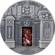 Fiji 10 Dollars Blue Drawing Room. Buckingham Palace 2014 Proof KM# 523 FIJI 2014 10 DOLLARS coin obverse Fiji 10 Dollars Blue Drawing Room. Buckingham Palace 2014 Proof KM# 523 FIJI 2014 10 DOLLARS coin obverse