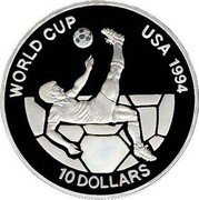Fiji 10 Dollars Football World Cup in USA 1993 Proof KM# 68 WORLD CUP USA 1994 10 DOLLARS coin reverse Fiji 10 Dollars Football World Cup in USA 1993 Proof KM# 68 WORLD CUP USA 1994 10 DOLLARS coin reverse