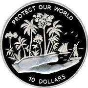 Fiji 10 Dollars Protect Our World 1993 Proof KM# 66 PROTECT OUR WORLD 10 DOLLARS coin reverse Fiji 10 Dollars Protect Our World 1993 Proof KM# 66 PROTECT OUR WORLD 10 DOLLARS coin reverse