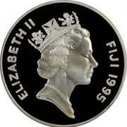 Fiji 10 Dollars Streaked Fantail 1995 Proof KM# 74 ELIZABETH II FIJI 1995 RDM coin obverse Fiji 10 Dollars Streaked Fantail 1995 Proof KM# 74 ELIZABETH II FIJI 1995 RDM coin obverse