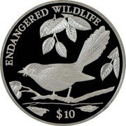 Fiji 10 Dollars Streaked Fantail 1995 Proof KM# 74 ENDANGERED WILDLIFE $10 coin reverse Fiji 10 Dollars Streaked Fantail 1995 Proof KM# 74 ENDANGERED WILDLIFE $10 coin reverse