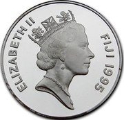 Fiji 10 Dollars XXVI Summer Olympic Games in Atlanta 1995 Proof KM# 79 ELIZABETH II FIJI 1995 RDM coin obverse