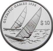 Fiji 10 Dollars XXVI Summer Olympic Games in Atlanta 1995 Proof KM# 79 OLYMPIC GAMES 1996 $10 FIJ 1 coin reverse