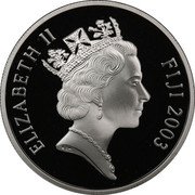 Fiji 10 Dollars XXVIII Summer Olympics in Athens 2003 Proof KM# 109 ELIZABETH II FIJI 2003 RDM coin obverse Fiji 10 Dollars XXVIII Summer Olympics in Athens 2003 Proof KM# 109 ELIZABETH II FIJI 2003 RDM coin obverse