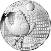 France 10 Euro (Mascot. Volleyball) PARIS 2024 VOLLEYBALL coin reverse