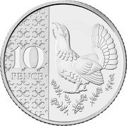 UK 10 Pence Charles III Capercaillie 2023  BU; Tudor crown privy mark 10 PENCE coin reverse UK 10 Pence Charles III Capercaillie 2023  BU; Tudor crown privy mark 10 PENCE coin reverse