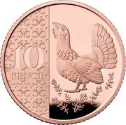 UK 10 Pence Charles III Capercaillie 2023  Proof; Tudor crown privy mark 10 PENCE coin reverse UK 10 Pence Charles III Capercaillie 2023  Proof; Tudor crown privy mark 10 PENCE coin reverse