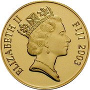 Fiji 100 Dollars FIFA World Cup. Germany 2003 Proof KM# 99 ELIZABETH II FIJI 2003 coin obverse Fiji 100 Dollars FIFA World Cup. Germany 2003 Proof KM# 99 ELIZABETH II FIJI 2003 coin obverse