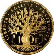 France 100 Francs (Pantheon Piedfort) KM# P951b LIBERTÉ ÉGALITÉ FRATERNITÉ 100 F coin reverse France 100 Francs (Pantheon Piedfort) KM# P951b LIBERTÉ ÉGALITÉ FRATERNITÉ 100 F coin reverse