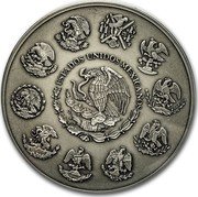 Mexico 100 Pesos (Aztec Calendar. Antiqued) ESTADOS UNIDOS MEXICANOS coin obverse Mexico 100 Pesos (Aztec Calendar. Antiqued) ESTADOS UNIDOS MEXICANOS coin obverse
