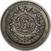 Mexico 100 Pesos (Aztec Calendar. Antiqued) CALENDARIO AZTECA $100 2017 1 KG PLATA PURA LEY .999 M coin reverse Mexico 100 Pesos (Aztec Calendar. Antiqued) CALENDARIO AZTECA $100 2017 1 KG PLATA PURA LEY .999 M coin reverse