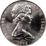 Cook Islands Two and a Half Dollars Captain Cook's 2nd Pacific Voyage 1973 KM# 9 ELIZABETH II COOK ISLANDS 1973 coin obverse Cook Islands Two and a Half Dollars Captain Cook's 2nd Pacific Voyage 1973 KM# 9 ELIZABETH II COOK ISLANDS 1973 coin obverse