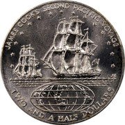 Cook Islands Two and a Half Dollars Captain Cook's 2nd Pacific Voyage 1973 KM# 9 JAMES COOK'S SECOND PACIFIC VOYAGE JB TWO AND A HALF DOLLARS coin reverse Cook Islands Two and a Half Dollars Captain Cook's 2nd Pacific Voyage 1973 KM# 9 JAMES COOK'S SECOND PACIFIC VOYAGE JB TWO AND A HALF DOLLARS coin reverse