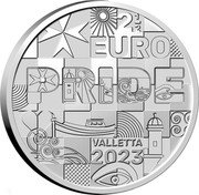 Malta 2-1/2 Euro EuroPride. Valletta 2023 ☤ Coincard 2 1/2 EURO PRIDE VALLETTA 2023 coin reverse