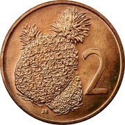Cook Islands 2 Cents Elizabeth II 2nd portrait 1972 KM# 2 2 JB FM coin reverse Cook Islands 2 Cents Elizabeth II 2nd portrait 1972 KM# 2 2 JB FM coin reverse