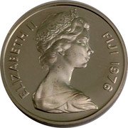 Fiji 2 Cents Palm Fan 1976 Proof KM# 28a ELIZABETH II FIJI 1976 coin obverse Fiji 2 Cents Palm Fan 1976 Proof KM# 28a ELIZABETH II FIJI 1976 coin obverse