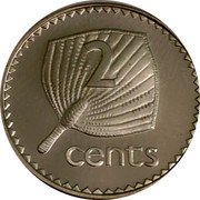 Fiji 2 Cents Palm Fan 1976 Proof KM# 28a 2 CENTS coin reverse Fiji 2 Cents Palm Fan 1976 Proof KM# 28a 2 CENTS coin reverse