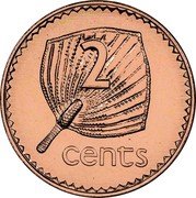 Fiji 2 Cents Palm Fan 1990 (o) KM# 50a 2 CENTS coin reverse Fiji 2 Cents Palm Fan 1990 (o) KM# 50a 2 CENTS coin reverse