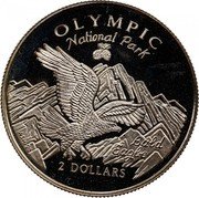 Cook Islands 2 Dollars Olympic National Park 1996 Proof KM# 280 OLYMPIC NATIONAL PARK BALD EAGLE 2 DOLLARS A SH 96 coin reverse