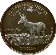 Cook Islands 2 Dollars Petrified Forest National Park 1997 Proof KM# 328 PRONGHORN A SH 97 PETRIFIED FOREST NATIONAL PARK 2 DOLLARS coin reverse