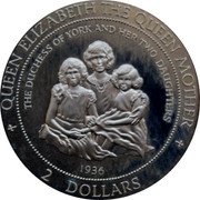 Cook Islands 2 Dollars The Duchess of York And Her Daughters 1997 Proof KM# 376 QUEEN ELIZABETH THE QUEEN MOTHER THE DUCHESS OF YORK AND HER TWO DAUGHTERS 1936 2 DOLLARS coin reverse Cook Islands 2 Dollars The Duchess of York And Her Daughters 1997 Proof KM# 376 QUEEN ELIZABETH THE QUEEN MOTHER THE DUCHESS OF YORK AND HER TWO DAUGHTERS 1936 2 DOLLARS coin reverse