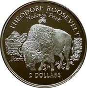 Cook Islands 2 Dollars Theodore Roosevelt National Park 1997 Proof KM# 372 BISON A SH 97 THEODOR ROOSEVELT NATIONAL PARK 2 DOLLARS coin reverse Cook Islands 2 Dollars Theodore Roosevelt National Park 1997 Proof KM# 372 BISON A SH 97 THEODOR ROOSEVELT NATIONAL PARK 2 DOLLARS coin reverse