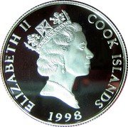 Cook Islands 2 Dollars Grand Teton National Park 1998 Proof KM# 1040 ELIZABETH II COOK ISLANDS 1998 RDM coin obverse