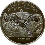 Cook Islands 2 Dollars Grand Canyon National Park 1998 Proof KM# 961 CONDOR GRAND CANYON NATIONAL PARK 2 DOLLARS coin reverse