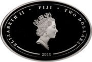 Fiji Two Dollars Submarine Triomphant 2010 Prooflike KM# 167 ELIZABETH II TWO DOLLARS FIJI 2010 coin obverse Fiji Two Dollars Submarine Triomphant 2010 Prooflike KM# 167 ELIZABETH II TWO DOLLARS FIJI 2010 coin obverse