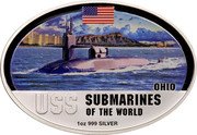 Fiji Two Dollars Submarine Ohio 2010 Prooflike KM# 166 USS SUBMARINES OF THE WORLD 1 OZ 999 SILVER OHIO coin reverse Fiji Two Dollars Submarine Ohio 2010 Prooflike KM# 166 USS SUBMARINES OF THE WORLD 1 OZ 999 SILVER OHIO coin reverse