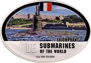Fiji Two Dollars Submarine Triomphant 2010 Prooflike KM# 167 LE SUBMARINES OF THE WORLD 1 OZ 999 SILVER TRIOMPHANT coin reverse Fiji Two Dollars Submarine Triomphant 2010 Prooflike KM# 167 LE SUBMARINES OF THE WORLD 1 OZ 999 SILVER TRIOMPHANT coin reverse