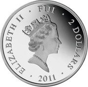 Fiji 2 Dollars Orpheus 2011 Proof KM# 371 ELIZABETH II 2 DOLLARS FIJI 2011 coin obverse Fiji 2 Dollars Orpheus 2011 Proof KM# 371 ELIZABETH II 2 DOLLARS FIJI 2011 coin obverse