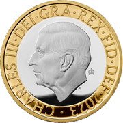 UK 2 Pounds (National flowers) 2023 CHARLES III DEI GRA REX FID DEF coin obverse