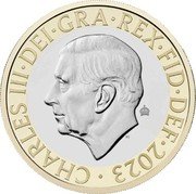 UK 2 Pounds (National Flowers) 2023 CHARLES III DEI GRA REX FID DEF coin obverse UK 2 Pounds (National Flowers) 2023 CHARLES III DEI GRA REX FID DEF coin obverse