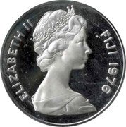 Fiji 20 Cents Tabua 1976 Proof KM# 31a ELIZABETH II FIJI 1976 coin obverse Fiji 20 Cents Tabua 1976 Proof KM# 31a ELIZABETH II FIJI 1976 coin obverse