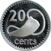 Fiji 20 Cents Tabua 1976 Proof KM# 31a 20 CENTS coin reverse Fiji 20 Cents Tabua 1976 Proof KM# 31a 20 CENTS coin reverse