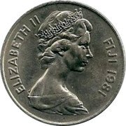 Fiji 20 Cents Tabua 1981 KM# 31 ELIZABETH II FIJI 1976 coin obverse Fiji 20 Cents Tabua 1981 KM# 31 ELIZABETH II FIJI 1976 coin obverse