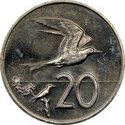 Cook Islands 20 Cents Elizabeth II 2nd portrait 1983 KM# 5 20 JB FM coin reverse Cook Islands 20 Cents Elizabeth II 2nd portrait 1983 KM# 5 20 JB FM coin reverse