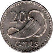 Fiji 20 Cents Tabua 1987 KM# 53 20 CENTS coin reverse Fiji 20 Cents Tabua 1987 KM# 53 20 CENTS coin reverse